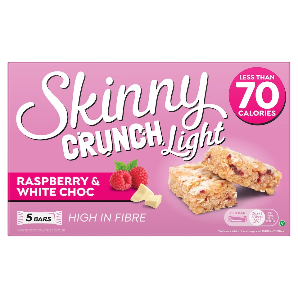 Skinny Crunch Light Bars - Raspberry & White Choc 5 x 19g