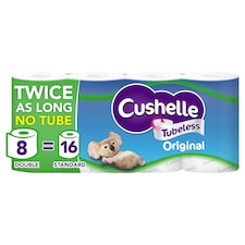 Cushelle Original Tubeless Twice as Long Toilet Tissue 8 Rolls