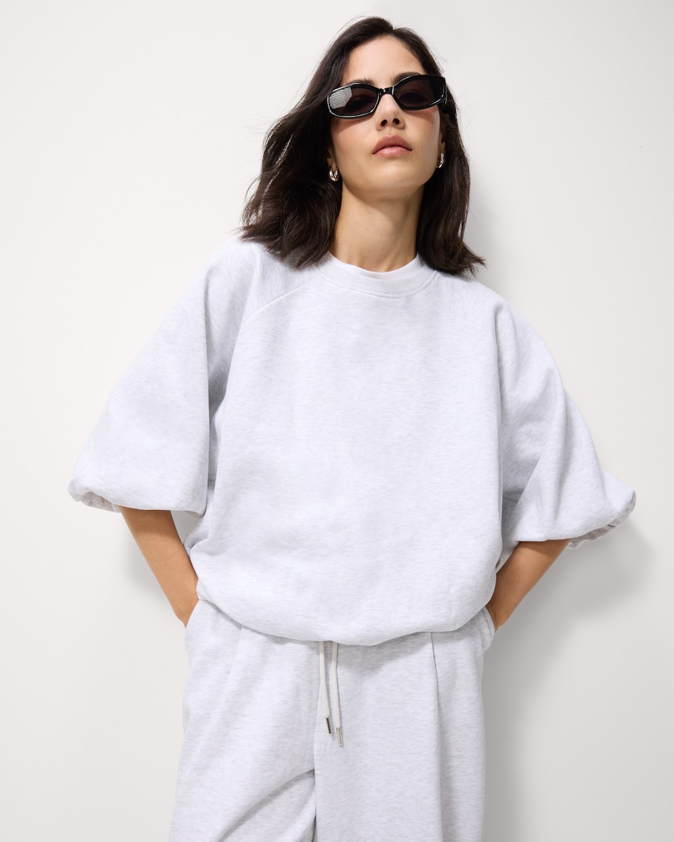 image 1 of F&F Cotton Rich Bubble Hem Co-ord T-Shirt in Grey Marl