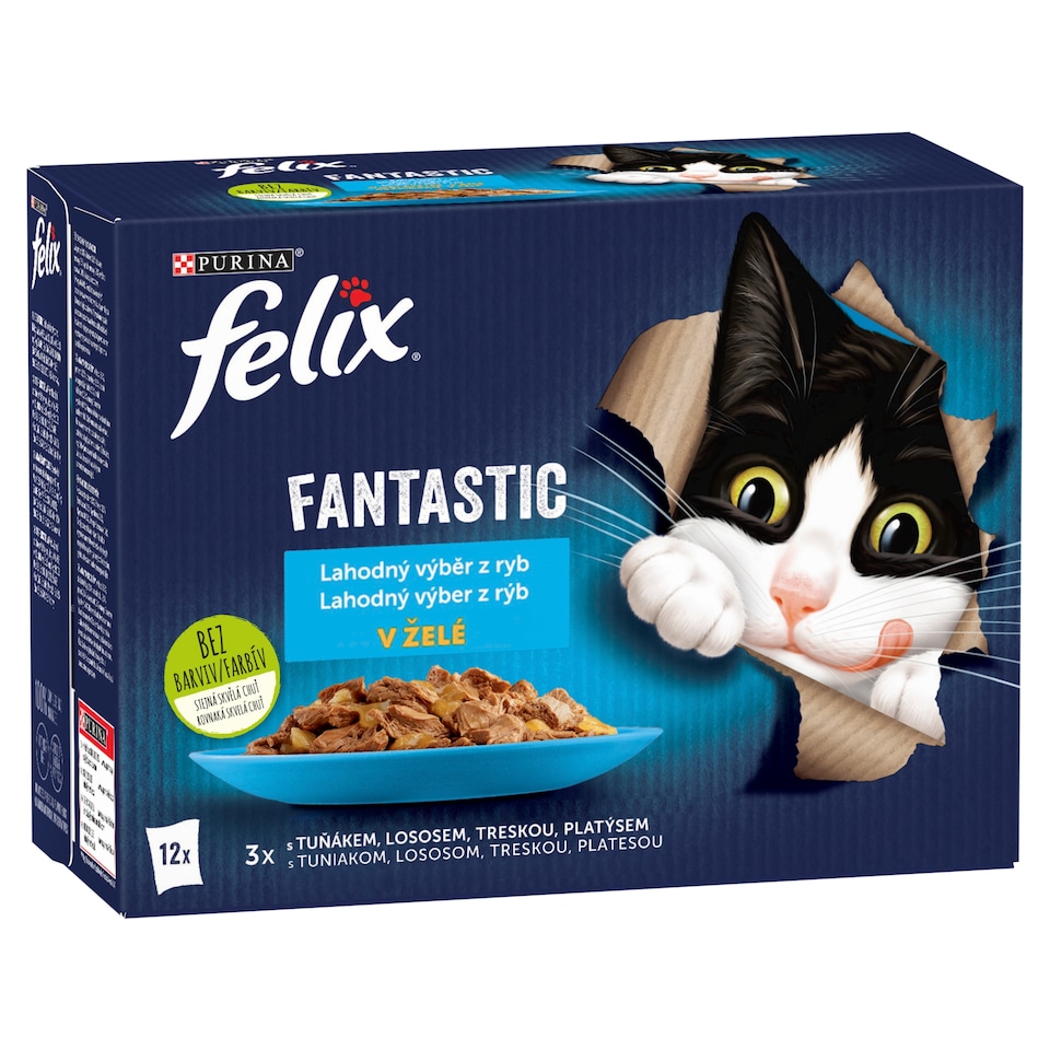 image 1 of Felix Fantastic Pouches for Cats Salmon, Flounder, Tuna, Cod in Jelly 12 x 85g
