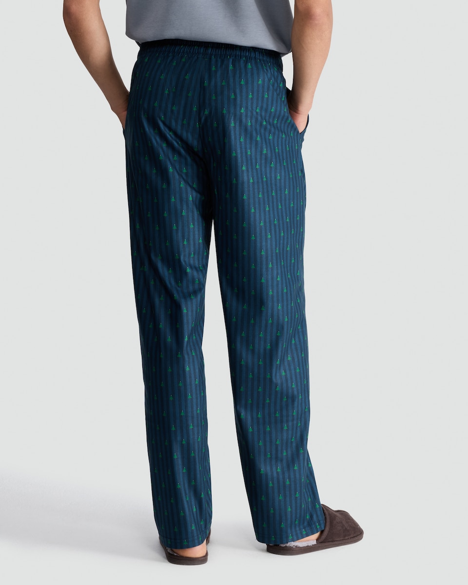 image 1 of F&F Stripe Tree Print Fleece Drawstring Pyjama Bottoms in Multi