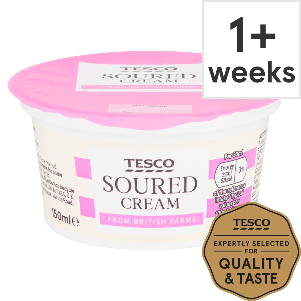 Tesco British Soured Cream 150Ml