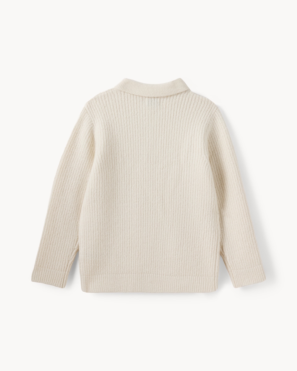 image 1 of F&F Boys Knitted Collared Jumper in Cream