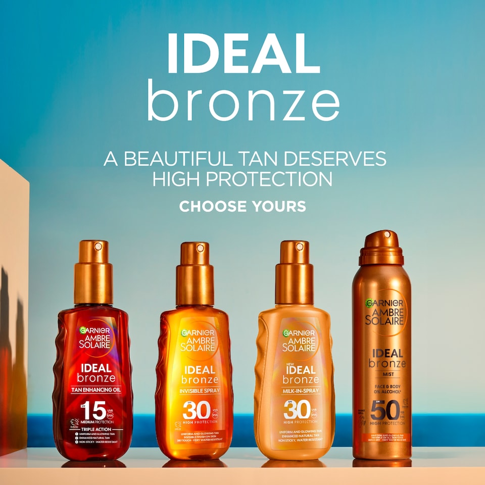 image 1 of Garnier Ambre Solaire Ideal Bronze Tanning Mist SPF50 150ml