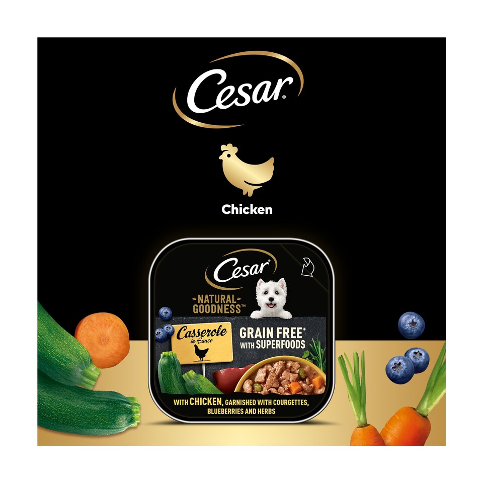 image 1 of Cesar Natural Goodness Wet Dog Food Trays Chicken in Sauce 100g