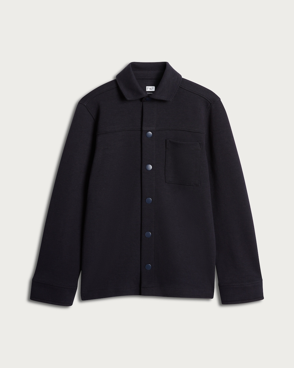 image 1 of F&F Boys Cotton Blend Button Up Shirt Jacket in Navy