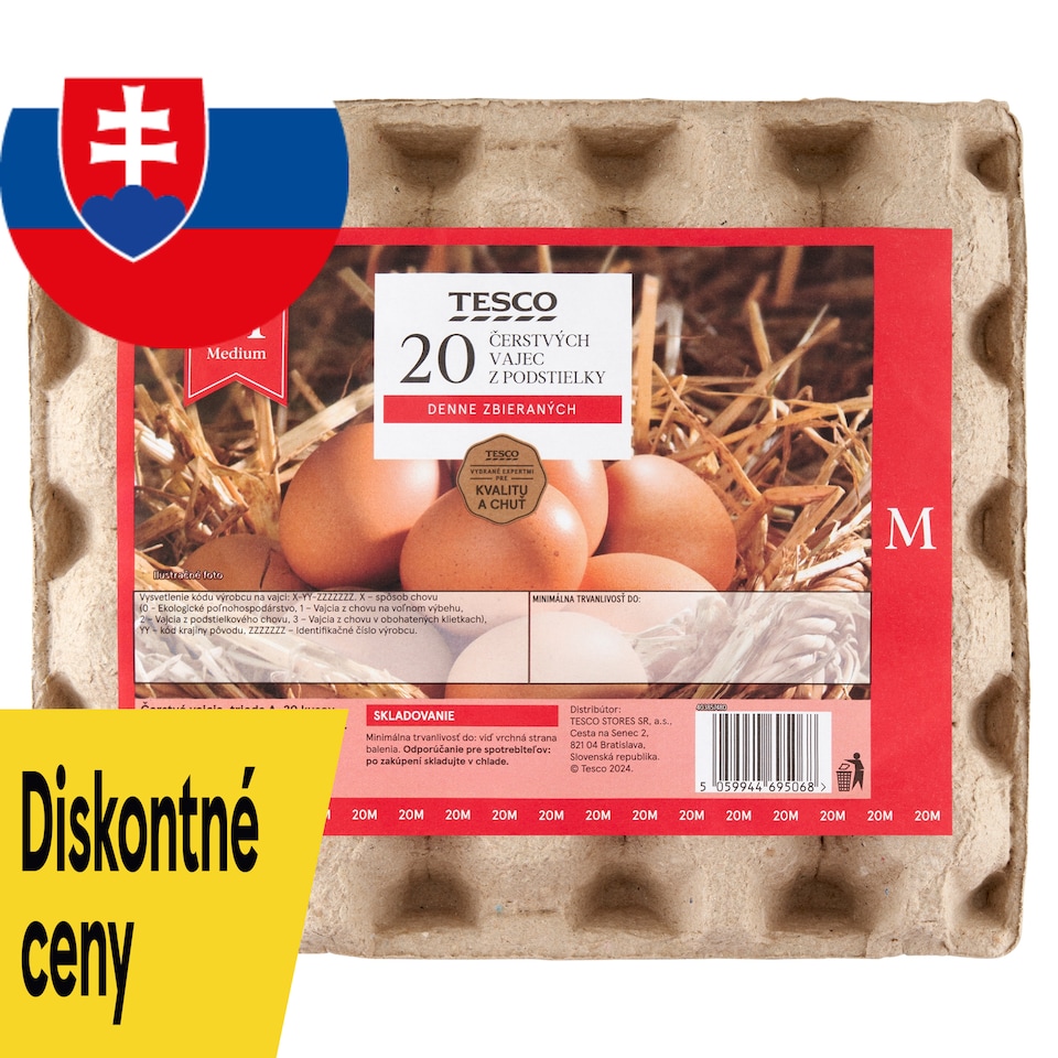 Tesco Čerstvé vajcia z podstielky M 20 ks