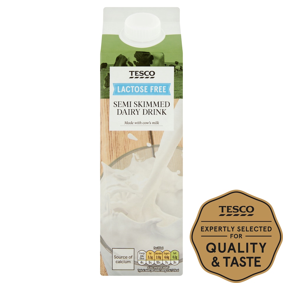 Tesco Lactose Free Semi Skimmed Dairy Drink 1Ltr
