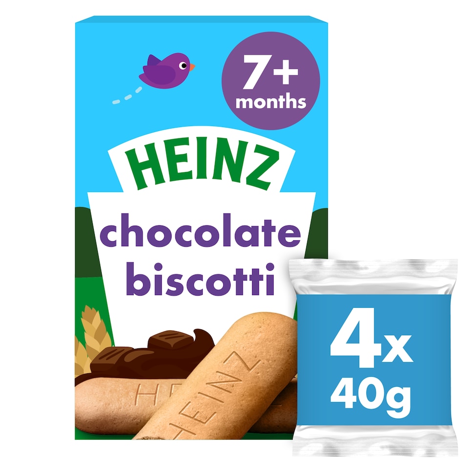 image 1 of Heinz Chocolate Biscotti Baby Food Snack  7m+ 4x40g