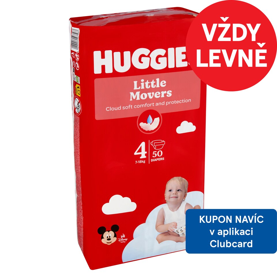 Huggies Little Movers plenky velikost 4 pro děti 7-18kg 50 ks