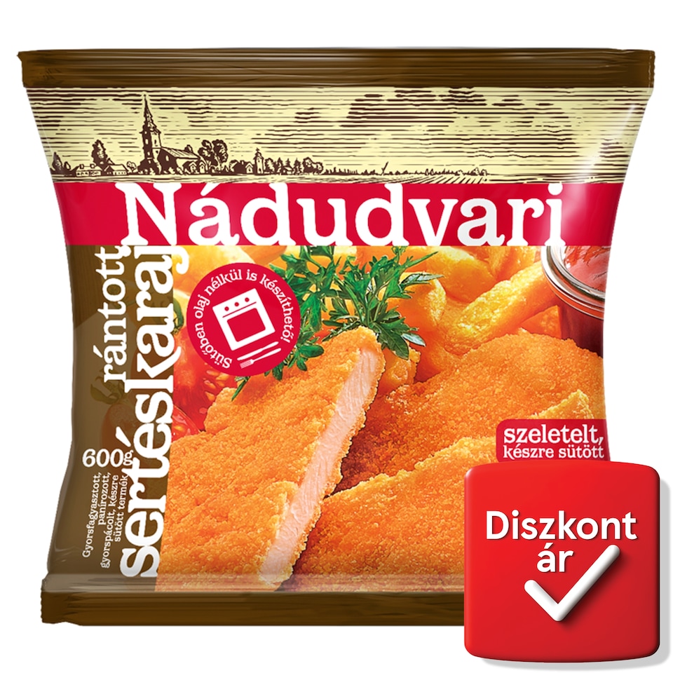 Nádudvari gyorsfagyasztott szeletelt, készre sütött rántott sertéskaraj 600 g