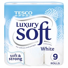 Tesco Luxury Soft Toilet Tissue White 9 Roll