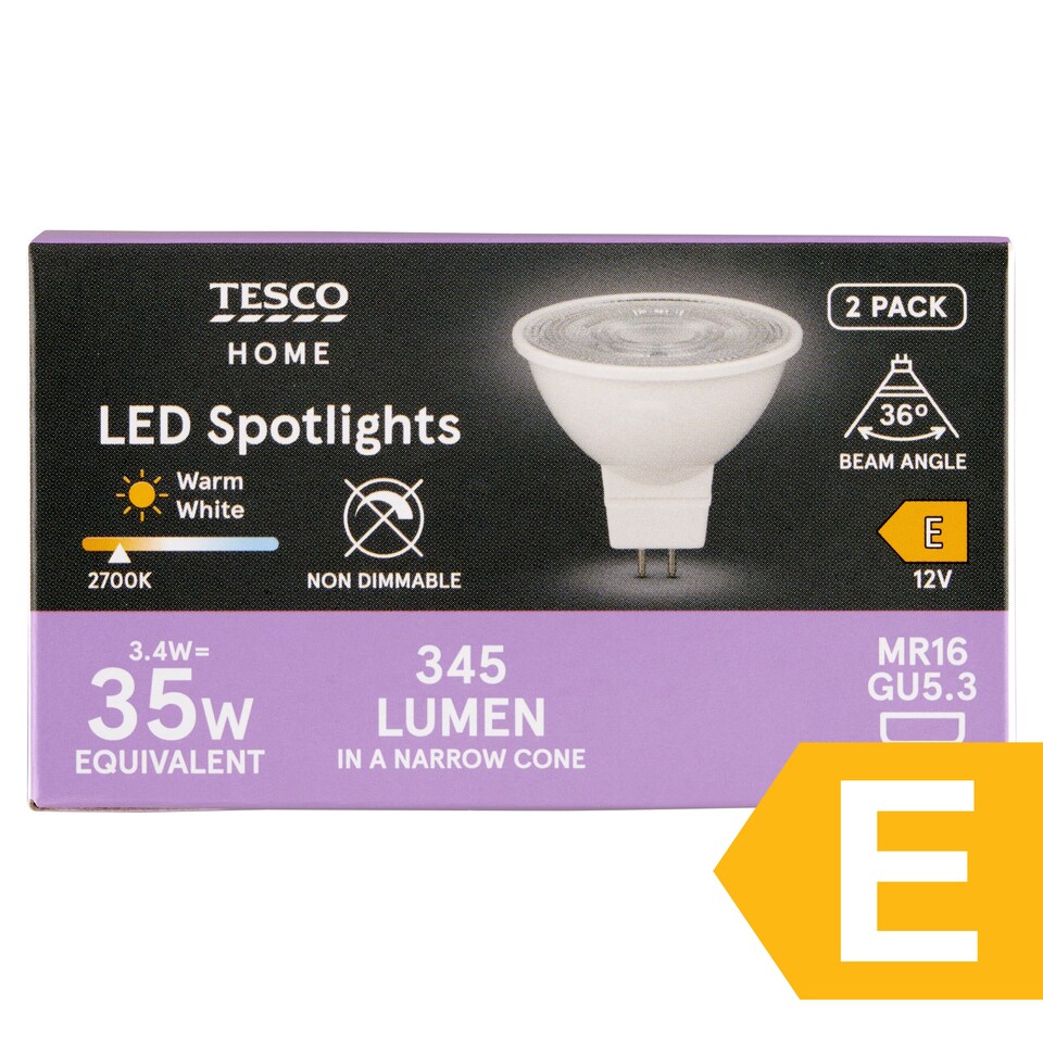 obrázok 1 z Tesco Home LED žiarovka 3,4W MR16 teplé biele svetlo 2 ks