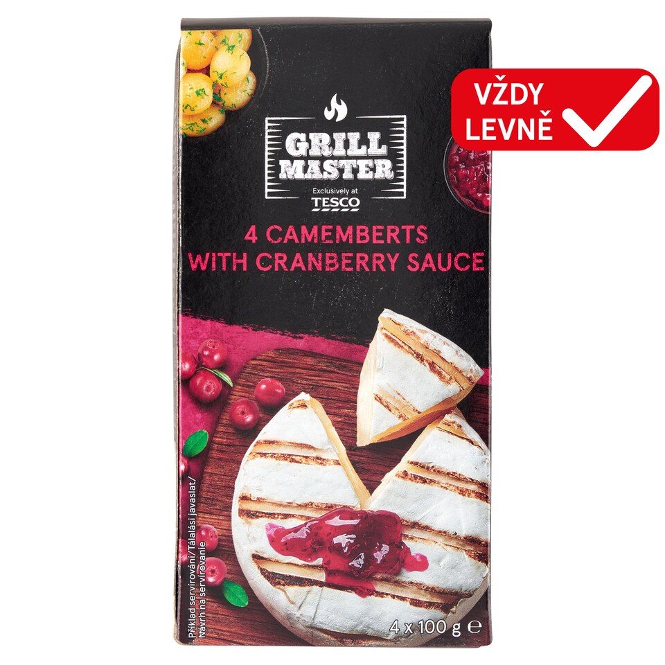 Tesco Grill Master Camembert s brusinkovou omáčkou v sáčku 4 x 100g