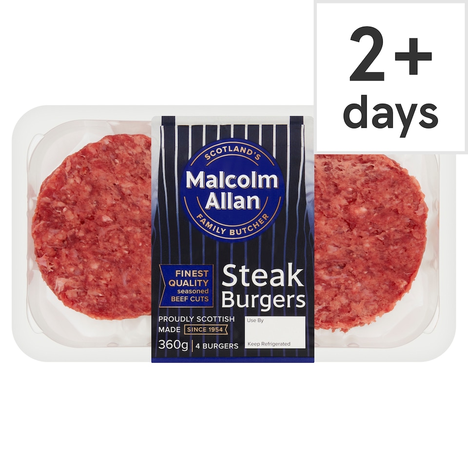 Malcolm Allan Steak Burgers 4 Pack 360g