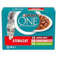 Purina ONE Sterilized Pouches for Cats Beef, Salmon, Turkey in Juice 12 x 85 g