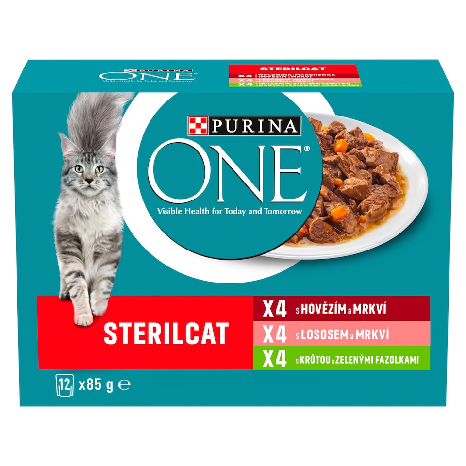 image 1 of Purina ONE Sterilized Pouches for Cats Beef, Salmon, Turkey in Juice 12 x 85 g