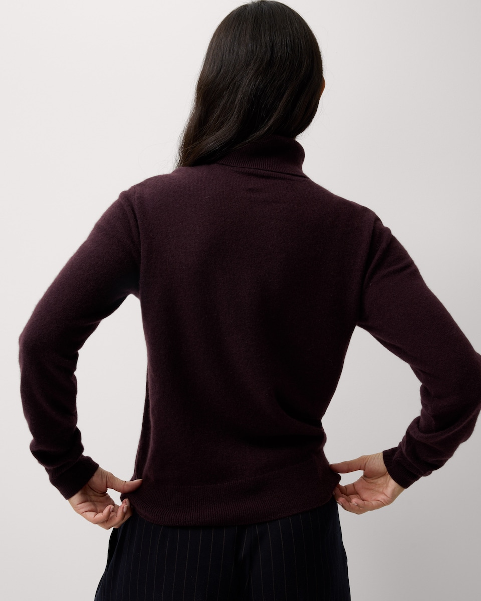 image 1 of F&F Pure Cashmere Roll Neck Jumper in Burgundy