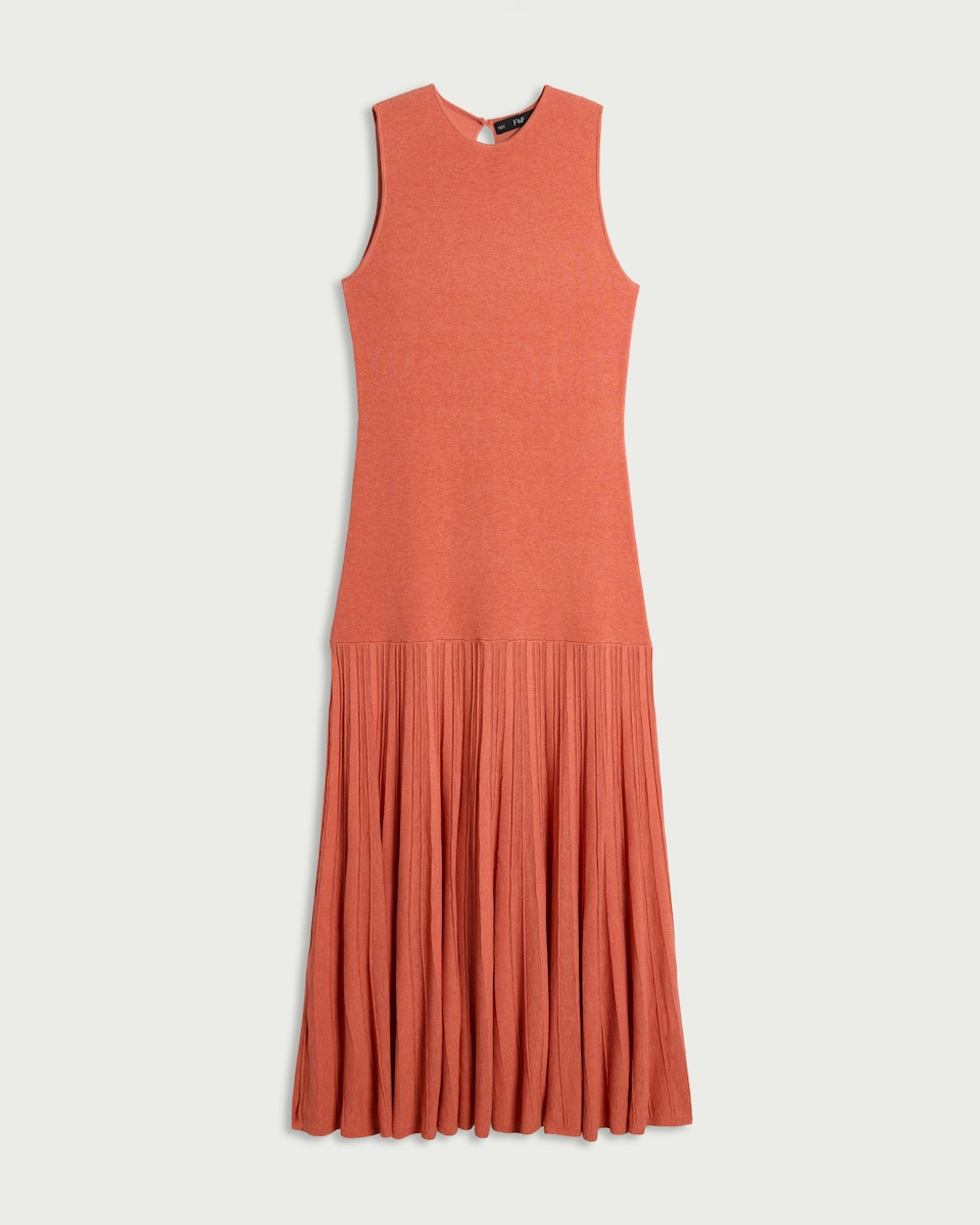 image 1 of F&F Knitted Drop Hem Maxi Dress in Peach