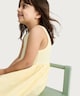 image 2 of F&F Girls Cotton Rich Broderie Sleeveless Dress in Yellow