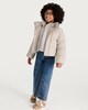 image 2 of F&F Girls High Neck Double Layer Padded Jacket in Cream