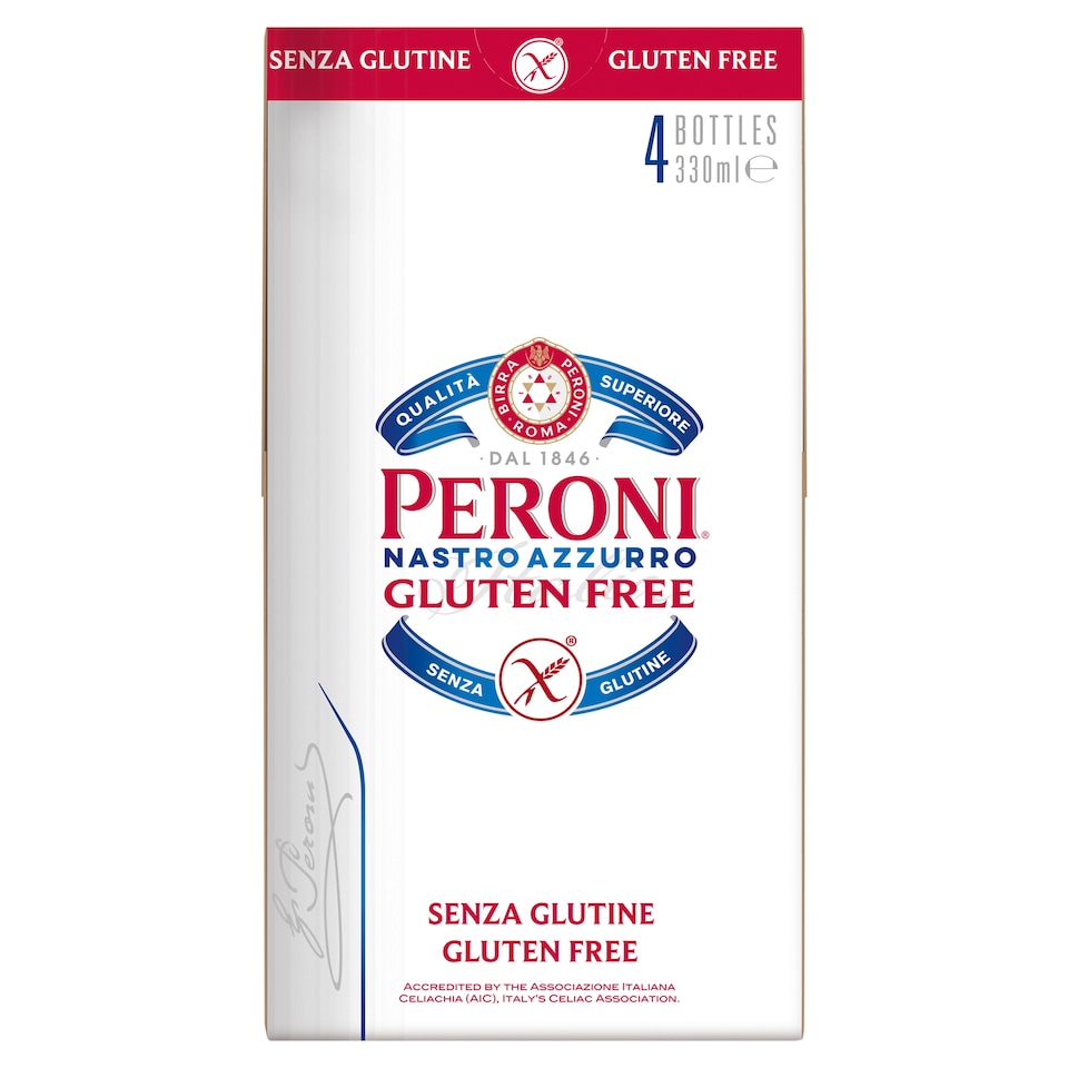 Peroni Nastro Azzurro Gluten Free Beer Bottles 4x330ml