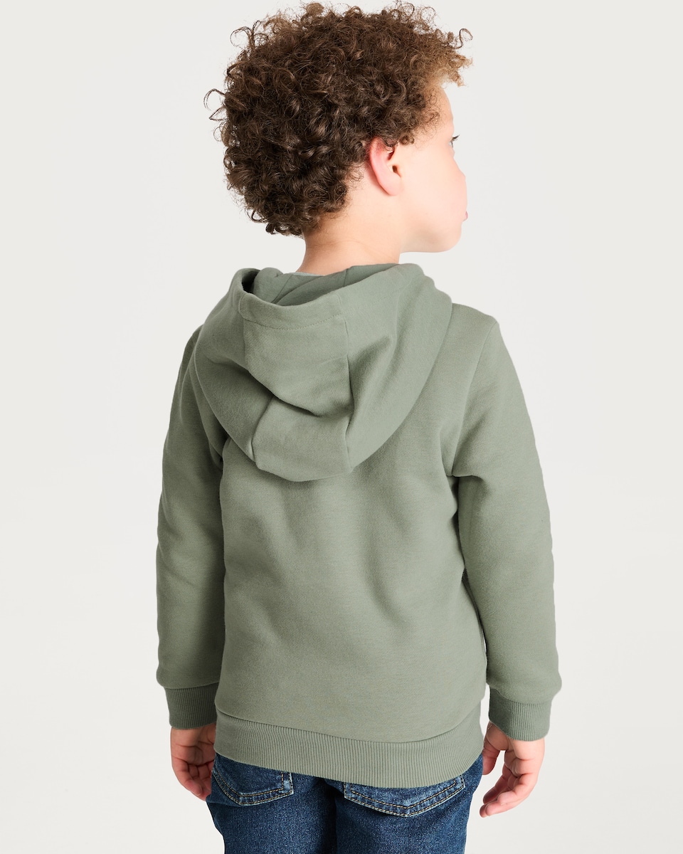 image 1 of F&F Boys Cotton Rich Zip Through Hoodie in Khaki
