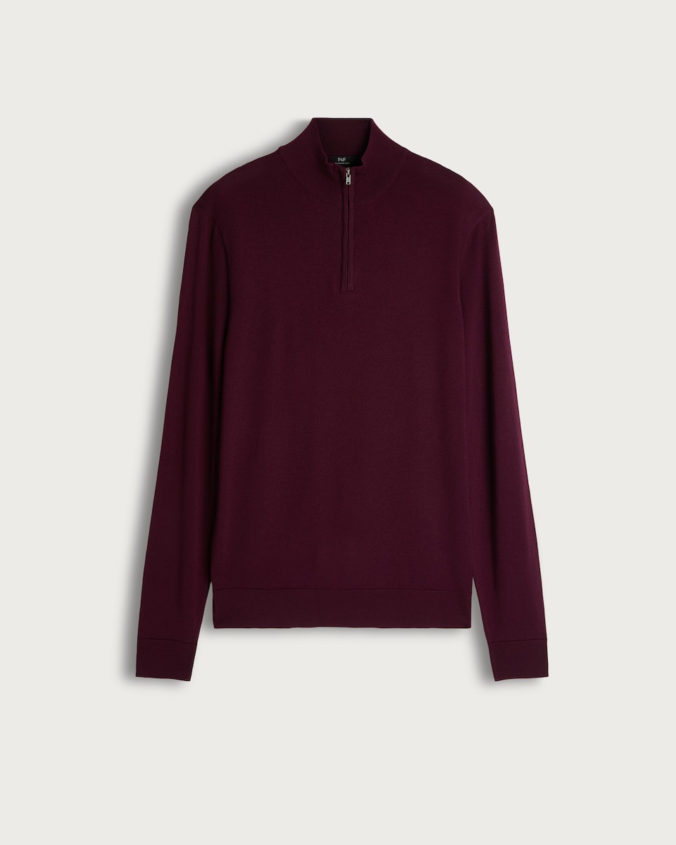 F&F Pure Merino Wool High Neck Jumper in Burgundy