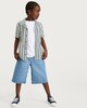 image 2 of F&F Boys Striped Revere Shirt in Multi Black White