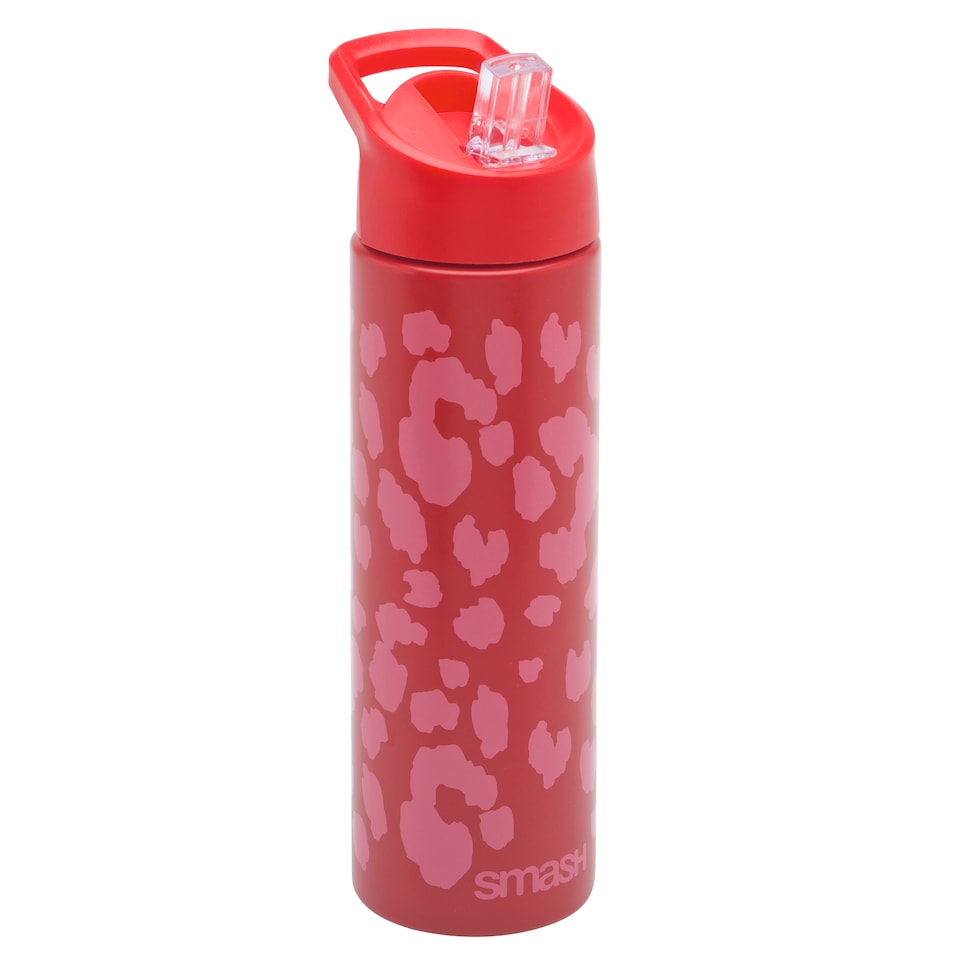 image 1 of Smash Red and Pink Leopard Print Metal Bottle 750ml