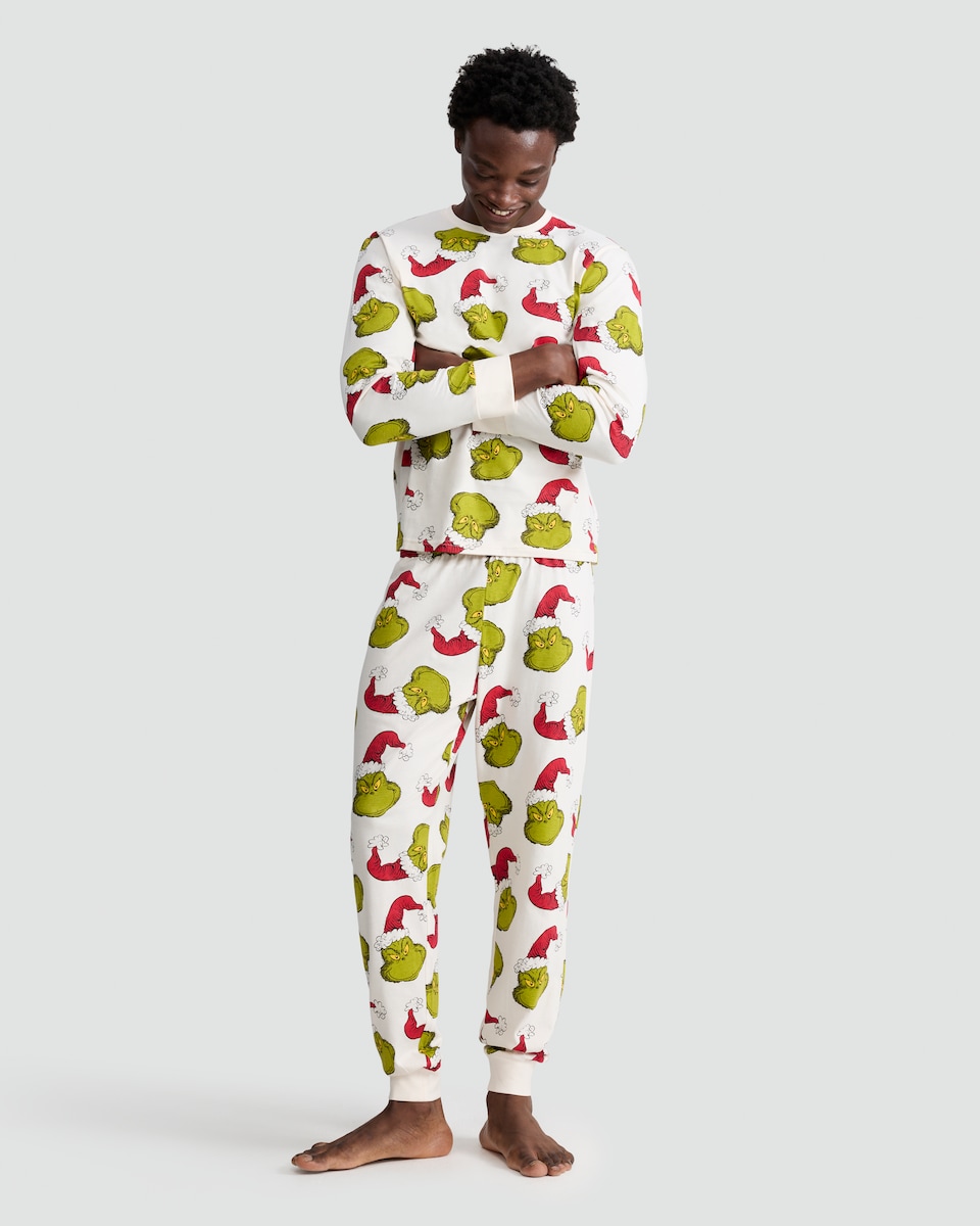image 1 of The Grinch Matching Family Christmas Pyjamas in Stone
