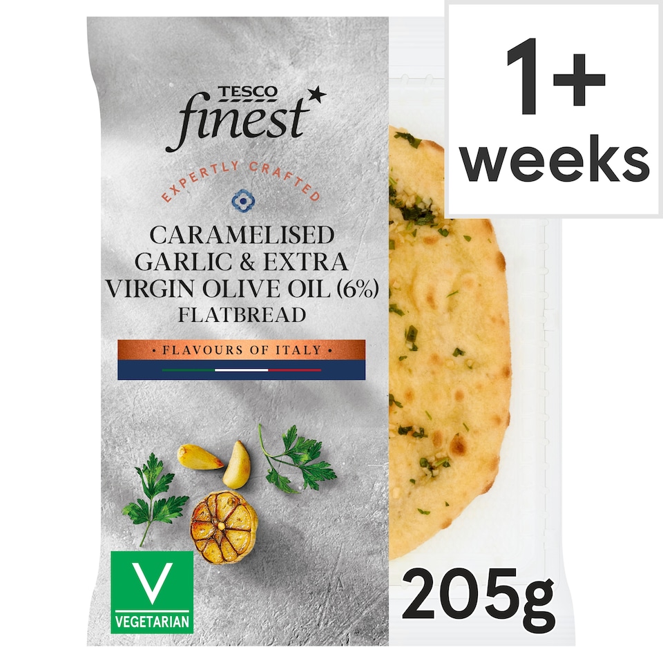 Tesco Finest Caramelised Garlic & Extra virgin Olive Oil Flatbread 205g