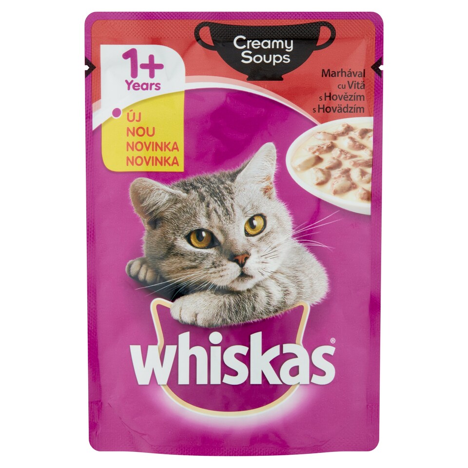 Whiskas teljes értékű nedves eledel felnőtt macskáknak marhával krémes szószban 85 g