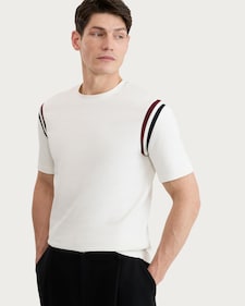 F&F Pure Cotton Colour Block Short Sleeved T-Shirt in Cream