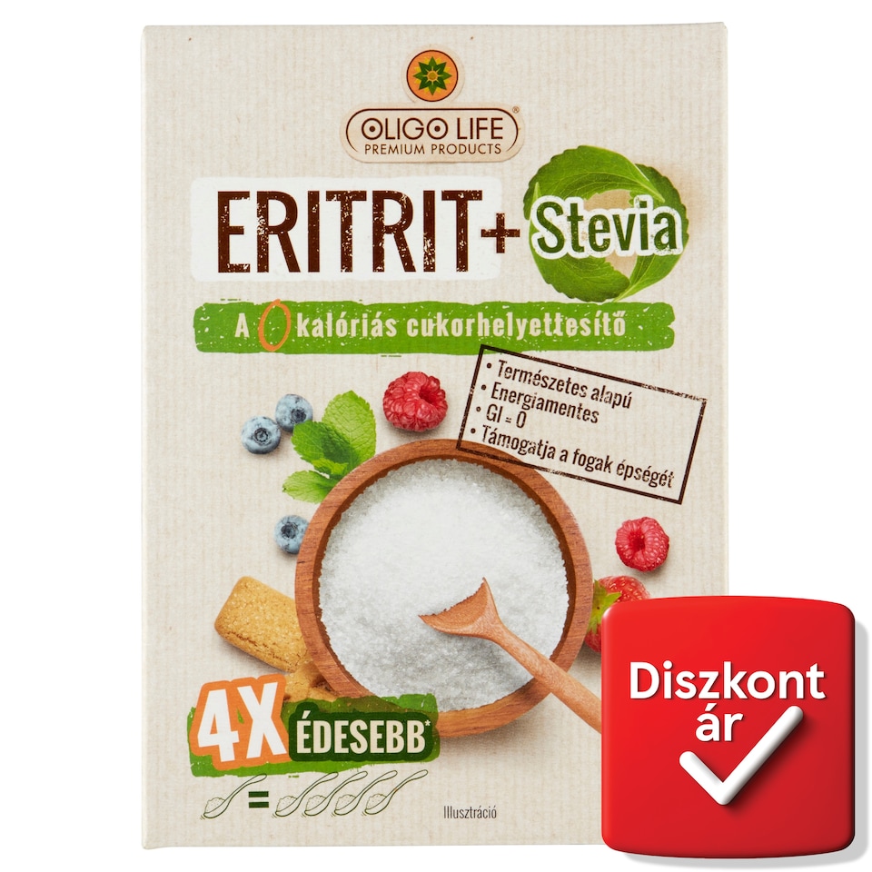 Oligo Life étkezési célra használható eritrit és stevia alapú édesítőszer 275 g