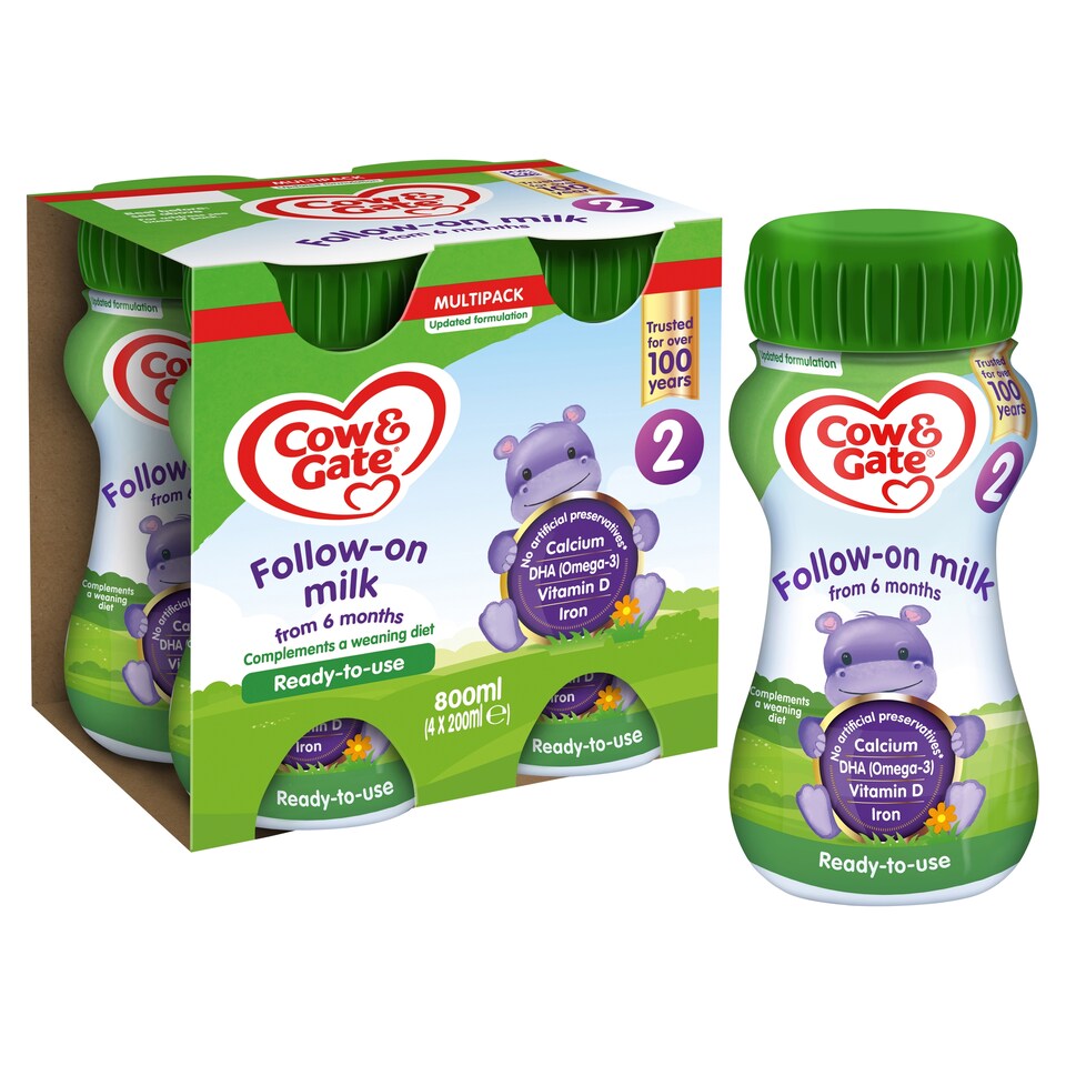 image 1 of Cow And Gate 2 Follow On Milk Multipack 4X200ml Ready To Feed Liquid
