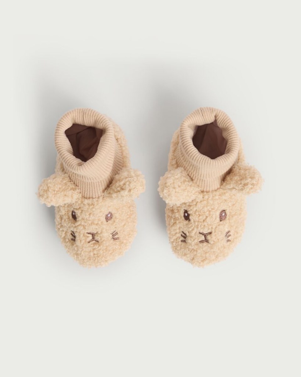image 1 of Peter Rabbit Textured Booties in Brown