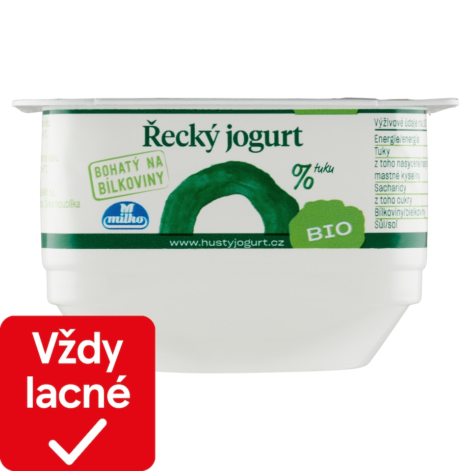 obrázok 1 z Milko Bio řecký jogurt 0% biely 130 g