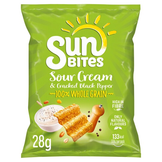 Walkers Sunbites Sour Cream & Black Pepper 28G Tesco Groceries
