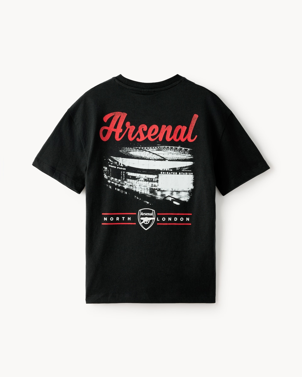 image 1 of Arsenal Pure Cotton Printed T-Shirt in Black