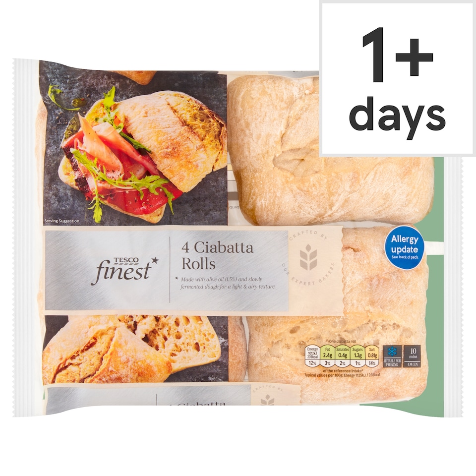 Tesco Finest Ciabatta Rolls 4 Pack 360g