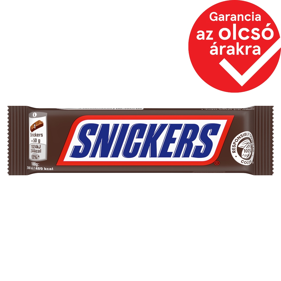 Snickers karamellás földimogyorós krémes szelet földimogyoró darabokkal tejcsokoládéba mártva 50 g