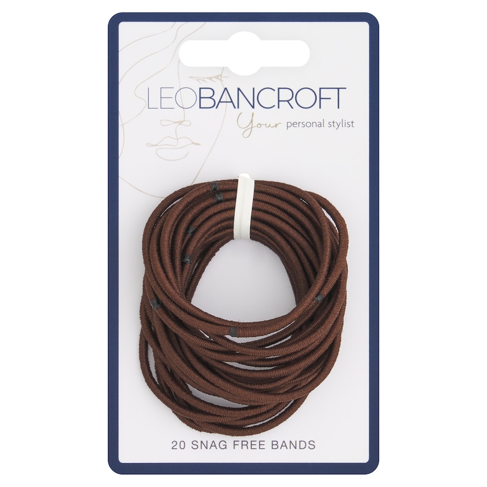 Leo Bancroft Snagfree Narrow Hairbands Brown 20 Pack
