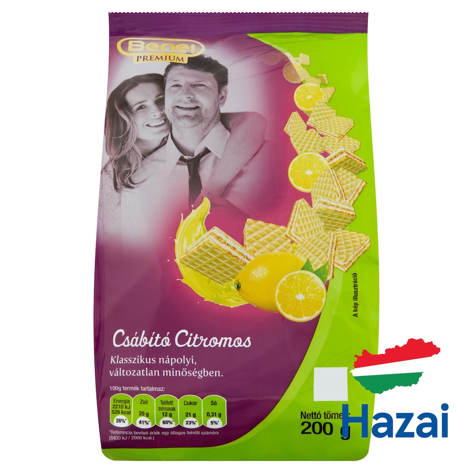 Benei Premium Csábító Citromos Wafers with Lemon Flavoured Cream Filling 200 g