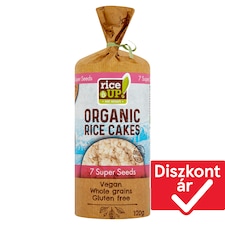 RiceUp! Eat Smart BIO puffasztott teljes kiőrlésű barna rizs szelet szupermagvakkal 120 g