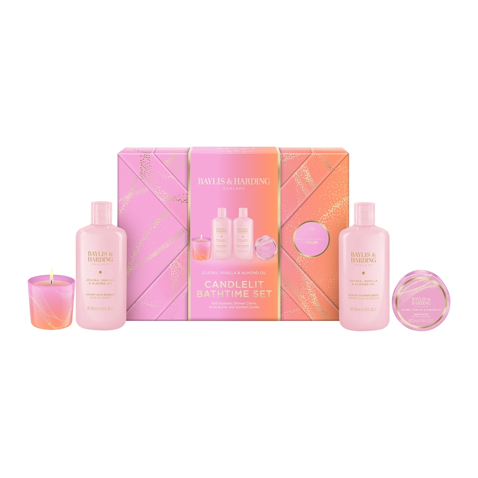 image 1 of Baylis & Harding Jojoba, Vanilla & Almond Oil  Candlelit Bathtime Gift Set