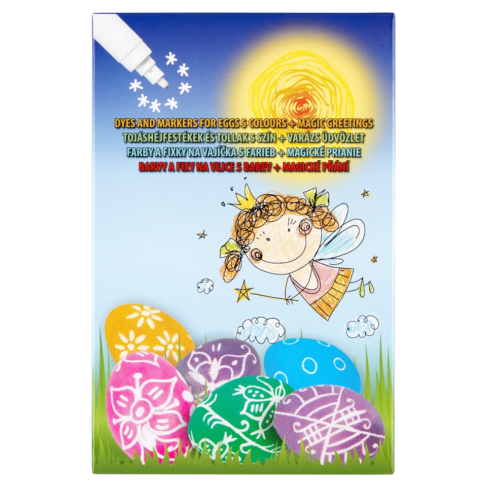 Tojáshéjfestékek és tollak 5 szín + varázs üdvözlet