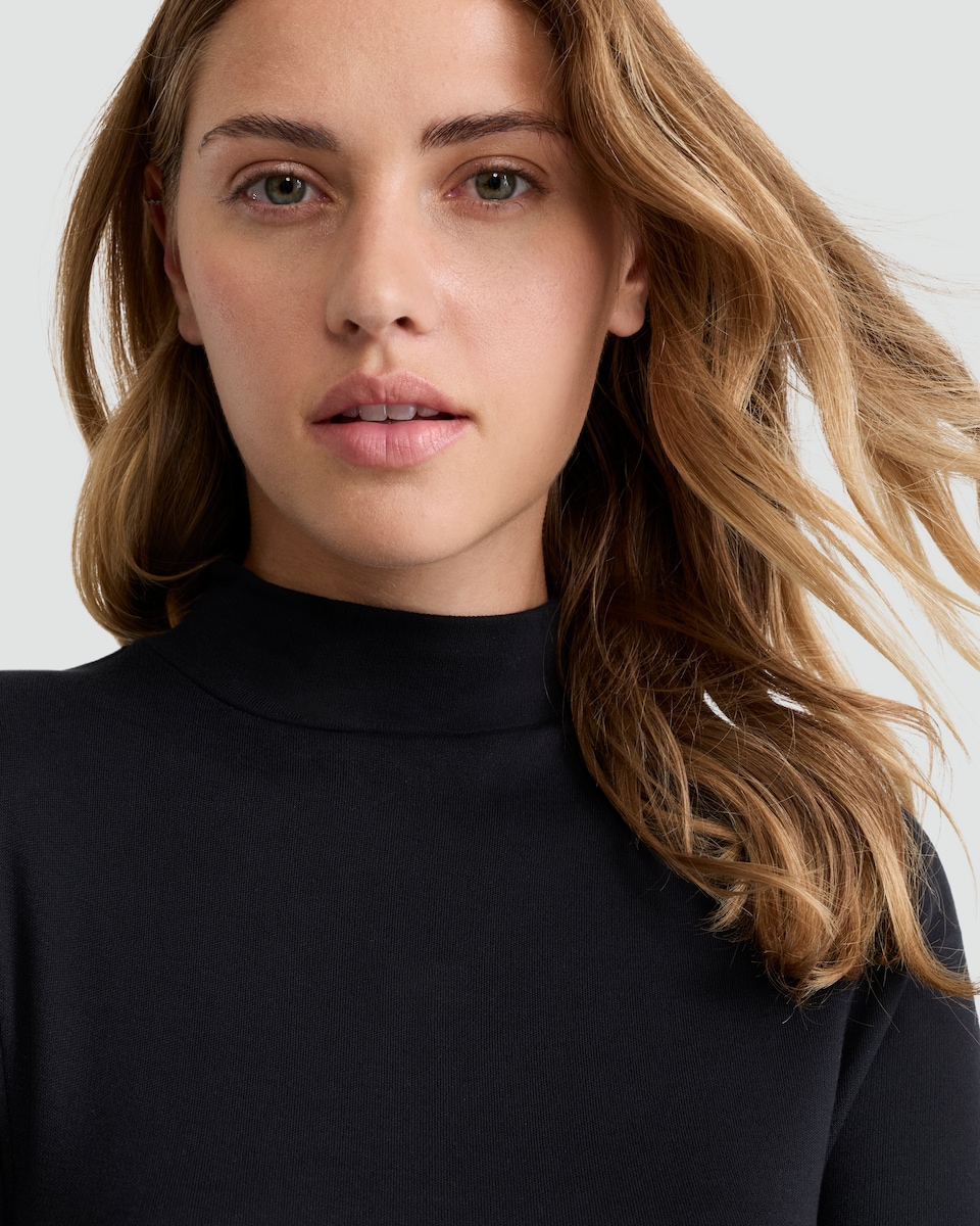 image 1 of F&F WARMPLUS™ Medium Warmth Roll Neck Long Sleeved Thermal Top in Black