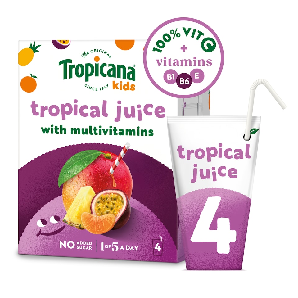 image 1 of Tropicana Kids Tropical fruit Juice 4 x 150ml