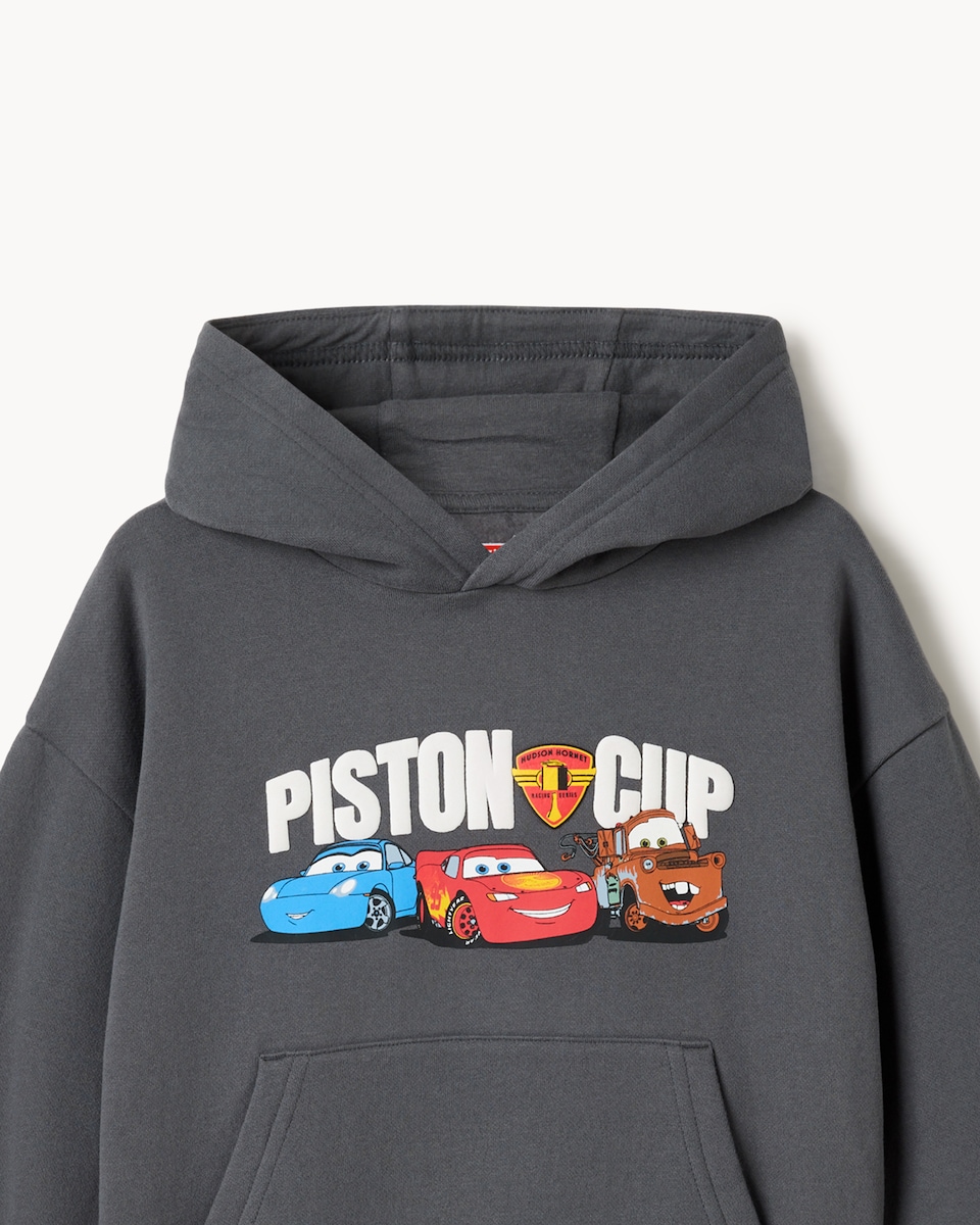 image 1 of Disney Cars Cotton Rich Hoodie in Grey